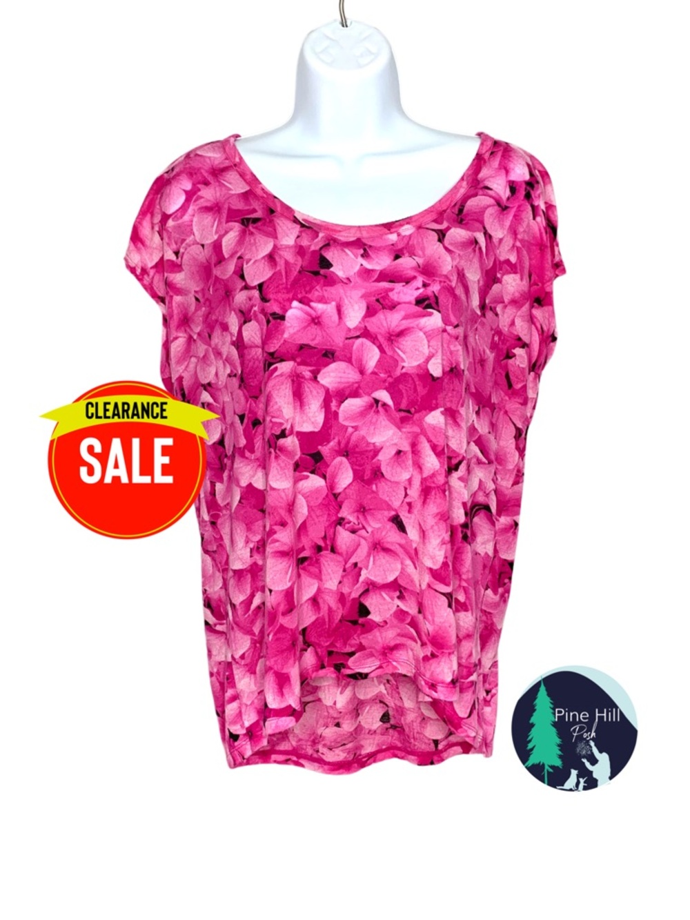 Michael Kors Tunic Top T-Shirt Womens Small Floral Pink High Low Flowy Tropical